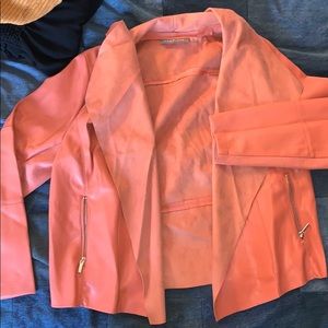 Coral faux leather Moto jacket